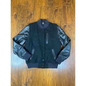 Nike Destroyer Varsity Jacket NSW Leather Sleeves Men's Medium Black Wool